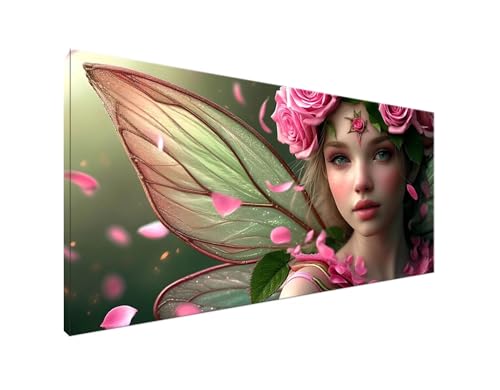 Blume Diamond Painting Erwachsene Bilder, Diamond Painting Elf Diamond Painting Set mit Diamond Painting Zubehör, Crystal Art Basteln Erwachsene, Deko Wohnzimmer, DIY Geschenke Frauen 50x100cm Y2-793 von Yagagse