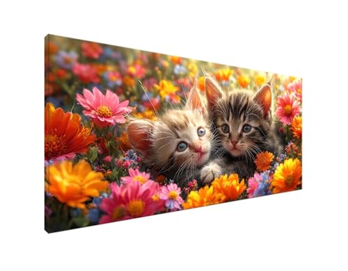 Blume Diamond Painting Erwachsene Bilder, Diamond Painting Katze Diamond Painting Set mit Diamond Painting Zubehör, Crystal Art Basteln Erwachsene, Deko Wohnzimmer, Geschenke Frauen 70x140cm Y2-889 von Yagagse