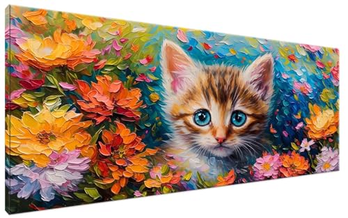 Blume Malen Nach Zahlen Erwachsene Katze Malen Nach Zahlen XXL 100x200cm Komplettset ohne Rahmen DIY Bastelset Erwachsene Frauen Malen Nach Zahlen Leinwand Bild für Anfänger und Kinder, Mädchen G3-237 von Yagagse