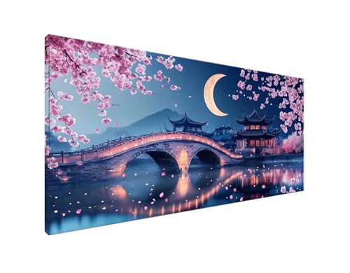 Brücke Diamond Painting Erwachsene Bilder, Diamond Painting Mond Diamond Painting Set mit Diamond Painting Zubehör, Crystal Art Basteln Erwachsene, Deko Wohnzimmer, Geschenke Frauen 10x20cm Y2-169 von Yagagse