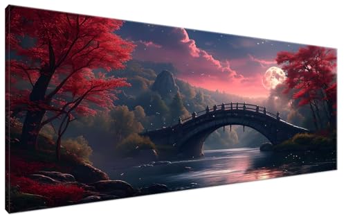 Chinesischer Stil Malen Nach Zahlen Erwachsene BrüCke Malen Nach Zahlen XXL 80x160cm Komplettset ohne Rahmen DIY Bastelset Erwachsene Frauen Malen Nach Zahlen Leinwand Bild für Anfänger, Deko G3-261 von Yagagse