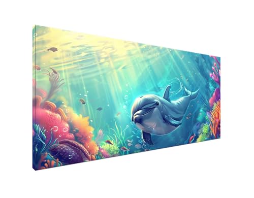 DIY Diamond Painting Delphin, 5D Diamant Painting Bilder Wasserpest Diamond Painting Erwachsene, Diamond Painting Zubehör Cross Stitch Stickerei Bastelset für Schlafzimmer Wanddekor 100x200cm Y2-15 von Yagagse