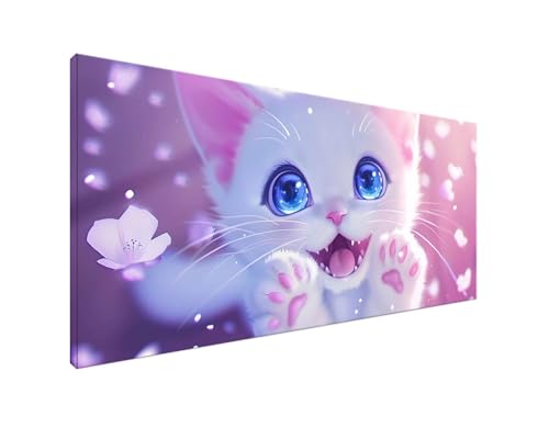 DIY Diamond Painting Niedlich, Diamant Painting Bilder Katze Diamond Painting Erwachsene, Diamond Painting Zubehör Cross Stitch Stickerei Bastelset für Schlafzimmer Wanddekor, Geschenke 50x100cm Y2-42 von Yagagse