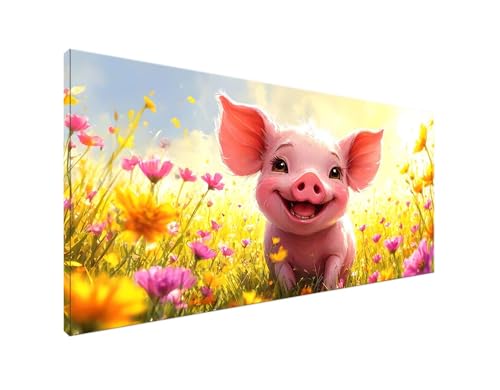 DIY Diamond Painting Niedlich, Diamant Painting Bilder Schwein Diamond Painting Erwachsene, Diamond Painting Zubehör Cross Stitch Stickerei Bastelset, Schlafzimmer Wanddekor, Geschenke 70x140cm Y2-891 von Yagagse