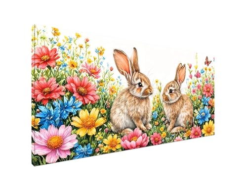 DIY Diamond Painting Ostern, Diamant Painting Bilder Kaninchen Diamond Painting Erwachsene, Diamond Painting Zubehör Cross Stitch Stickerei Bastelset, Schlafzimmer Wanddekor, Geschenke 70x140cm Y2-918 von Yagagse