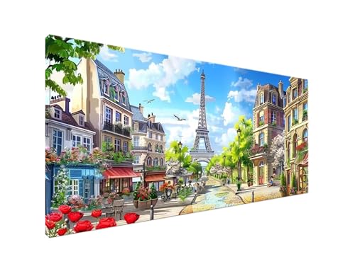 DIY Diamond Painting Paris, Diamant Painting Bilder Eiffelturm Diamond Painting Erwachsene, Diamond Painting Zubehör Cross Stitch Stickerei Bastelset, Schlafzimmer Wanddekor, Geschenke 40x80cm Y2-105 von Yagagse