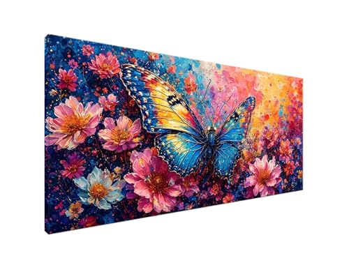 DIY Diamond Painting Schmetterling, Diamant Painting Bilder Gänseblümchen Diamond Painting Erwachsene, Diamond Painting Zubehör Cross Stitch Stickerei Bastelset, Schlafzimmer Wanddekor 70x140cm Y2-894 von Yagagse