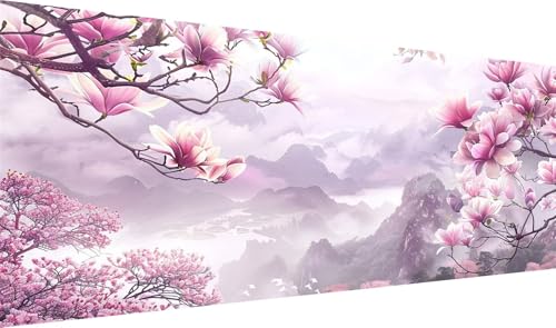 DIY Orchidee Diamond Painting, Diamant Painting Bilder Berg Basteln Erwachsene, Diamond Painting xxl 50x100cm 5D Diamant Art Painting, Diamant Malerei Cross Stitch Set, Schlafzimmer Wanddekor S2-453 von Yagagse