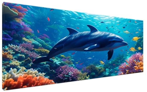 Delphin Malen Nach Zahlen Erwachsene Fisch Malen Nach Zahlen XXL 60x120cm Komplettset ohne Rahmen DIY Bastelset Erwachsene Frauen Malen Nach Zahlen Leinwand Bild für Anfänger Kinder, Mädchen G3-150 von Yagagse