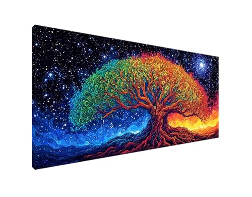 Diamond Painting Baum Lebens Diamant Painting Bilder Sternenhimmel Basteln Erwachsene und Anfänger, Diamond Painting XXL 70x140cm Diamant Art Painting, Mosaikherstellung Bastelset für Deko Y2-899 von Yagagse