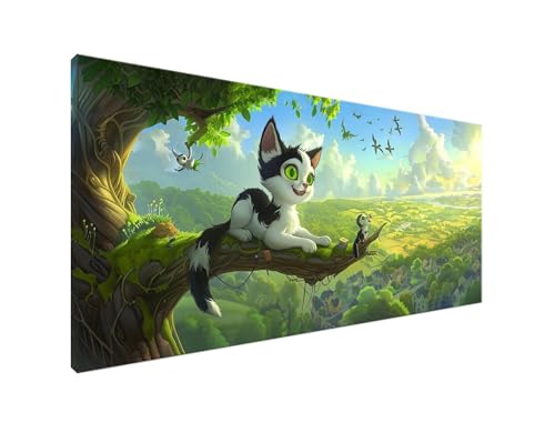 Diamond Painting Karikatur Diamant Painting Bilder Katze Basteln Erwachsene und Anfänger, Diamond Painting XXL 50x100cm Diamant Art Painting, DIY Mosaikherstellung Bastelset für Zimmer Deko Y2-134 von Yagagse