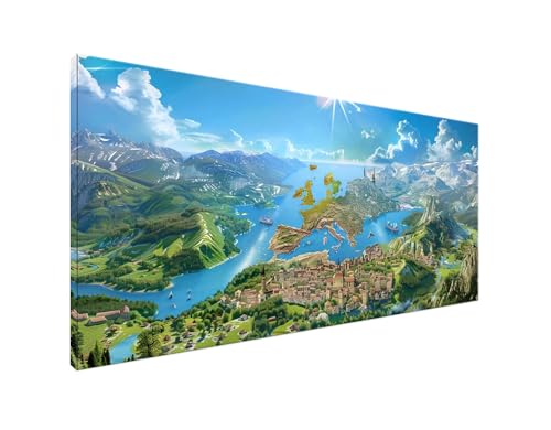 Diamond Painting Landschaft, Diamant Painting Bilder Welt Diamond Painting Erwachsene, Diamond Painting Zubehör Cross Stitch Stickerei Bastelset für Schlafzimmer Wanddekor, Geschenke 40x80cm Y2-162 von Yagagse