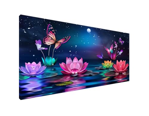 Diamond Painting Lotus Diamant Painting Bilder Schmetterling Basteln Erwachsene und Anfänger, Diamond Painting XXL 10x20cm Diamant Art Painting, DIY Mosaikherstellung Bastelset für Zimmer Deko Y2-41 von Yagagse