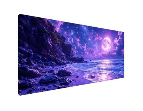 Diamond Painting Mond Diamant Painting Bilder Strand Basteln Erwachsene und Anfänger, Diamond Painting XXL 70x140cm Diamant Art Painting, DIY Mosaikherstellung Bastelset Frauen für Zimmer Deko Y2-926 von Yagagse