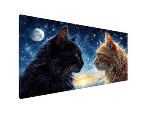 Diamond Painting Niedlich Diamant Painting Bilder Katze Basteln Erwachsene und Anfänger, Diamond Painting XXL 70x140cm Diamant Art Painting, DIY Mosaikherstellung Bastelset für Zimmer Deko Y2-911 von Yagagse