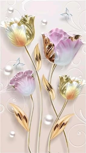 Diamond Painting Set Erwachsene und zubehör, 5D Diamant Painting Bilder Kristall Blume, DIY Diamant Crystal Arts, Cross Stickerei Malen nach Zahlen Kits Weihnachten Home Wand Décor 15x30cm HI-1691 von Yagagse