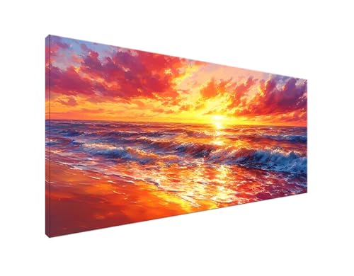 Diamond Painting Sonnenuntergang, DIY Diamant Painting Bilder Strand Diamond Painting Erwachsene, Diamond Painting Zubehör Cross Stitch Stickerei Bastelset für Schlafzimmer Wanddekor 70x140cm Y2-921 von Yagagse