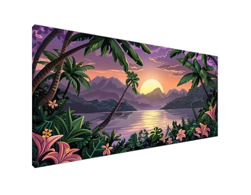 Diamond Painting Sonnenuntergang Diamant Painting Bilder Baum Basteln Erwachsene und Anfänger, Diamond Painting XXL 100x200cm Diamant Art Painting, Mosaikherstellung Bastelset für Zimmer Deko Y2-572 von Yagagse