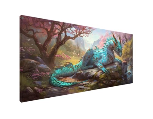 Diamond Painting Wald, 5D Diamant Painting Bilder Drachen Diamond Painting Erwachsene, Diamond Painting Zubehör Cross Stitch Stickerei Bastelset für Schlafzimmer Wanddekor, Geschenke 60x120cm Y2-153 von Yagagse