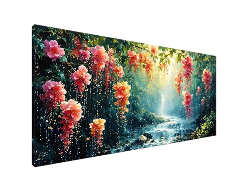 Diamond Painting Wald Diamant Painting Bilder Blume Basteln Erwachsene und Anfänger, Diamond Painting XXL 70x140cm Diamant Art Painting, Mosaikherstellung Bastelset Erwachsene für Zimmer Deko Y2-902 von Yagagse