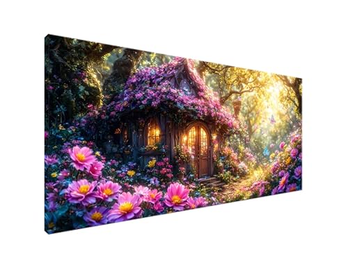 Diamond Painting Wald Diamant Painting Bilder Häuser Basteln Erwachsene und Anfänger, Diamond Painting XXL 70x140cm Diamant Art Painting, DIY Mosaikherstellung Bastelset Frauen für Zimmer Deko Y2-896 von Yagagse