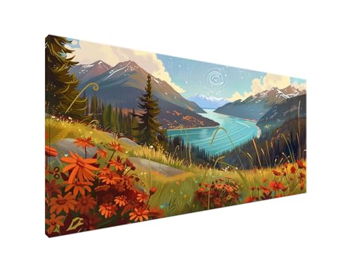 Diamond Painting Wiese Diamant Painting Bilder Fluss Basteln Erwachsene und Anfänger, Diamond Painting XXL 100x200cm Diamant Art Painting, DIY Mosaikherstellung Bastelset Frauen für Zimmer Deko Y2-32 von Yagagse