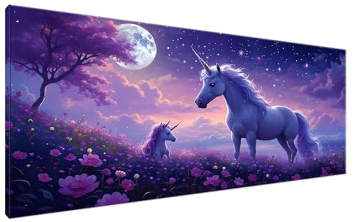 Einhorn Malen Nach Zahlen Erwachsene Mond Malen Nach Zahlen XXL 40x90cm Komplettset ohne Rahmen DIY Bastelset Erwachsene Frauen Malen Nach Zahlen Leinwand Bild für Anfänger und Kinder, Mädchen G3-66 von Yagagse