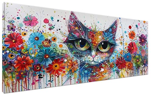 Farbe Malen Nach Zahlen Erwachsene Katze Malen Nach Zahlen XXL 60x120cm Komplettset ohne Rahmen DIY Bastelset Erwachsene Frauen Malen Nach Zahlen Leinwand Bild für Anfänger und Kinder, Mädchen G3-240 von Yagagse