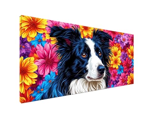 Hund Diamond Painting Erwachsene Bilder, Diamond Painting Niedlich Diamond Painting Set mit Diamond Painting Zubehör, Crystal Art Basteln Erwachsene, Deko Wohnzimmer, Geschenke Frauen 70x140cm Y2-895 von Yagagse