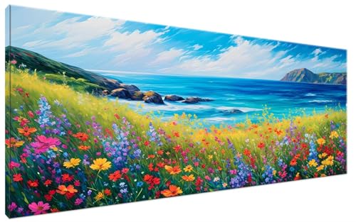 Landschaft Malen Nach Zahlen Erwachsene Ozean Malen Nach Zahlen XXL 40x70cm Komplettset ohne Rahmen DIY Bastelset Erwachsene Frauen Malen Nach Zahlen Leinwand Bild für Anfänger und Kinder, Deko G3-60 von Yagagse