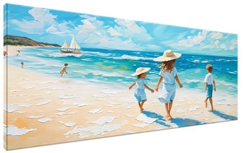 Landschaft Malen Nach Zahlen Erwachsene Strand Malen Nach Zahlen XXL 40x70cm Komplettset ohne Rahmen DIY Bastelset Erwachsene Frauen Malen Nach Zahlen Leinwand Bild für Anfänger Kinder, Deko G3-135 von Yagagse