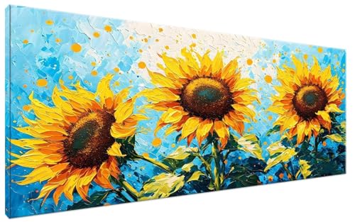 Malen Nach Zahlen Anlage, Malen Nach Zahlen Erwachsene Sonnenblume Paint by Numbers Leinwand Bild DIY mit Pinseln und Acrylfarben Handgemalt Ölgemälde Leinwand für Deko, Mädchen Geschenk 30x60cm G3-35 von Yagagse