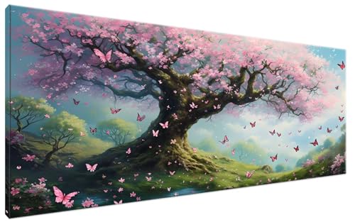 Malen Nach Zahlen Erwachsene Baum Bastelset Erwachsene Frauen Malen Nach Zahlen Groß XXL 40x90cm Handgemalt Ölgemälde Kit für Anfänger, Malen Nach Zahlen Schmetterling Zimmer Deko Wohnzimmer G3-211 von Yagagse