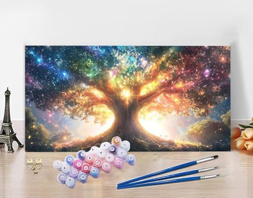 Malen Nach Zahlen Erwachsene Baum DIY Bastelset Erwachsene Frauen Malen nach Zahlen Fantasie mit Pinsein und Acrylfarbe, Paint by Numbers Anfänger Handgemalt Ölgemälde Kit für Deko 30x60cm N5-418 von Yagagse