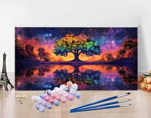 Malen Nach Zahlen Erwachsene Baum DIY Bastelset Erwachsene Frauen Malen nach Zahlen Fantasie mit Pinsein und Acrylfarbe, Paint by Numbers Anfänger Handgemalt Ölgemälde Kit für Deko 30x60cm N5-558 von Yagagse