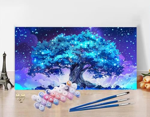 Malen Nach Zahlen Erwachsene Baum DIY Bastelset Erwachsene Frauen Malen nach Zahlen Fantasie mit Pinsein und Acrylfarbe, Paint by Numbers Anfänger Handgemalt Ölgemälde Kit für Deko 30x60cm N5-593 von Yagagse