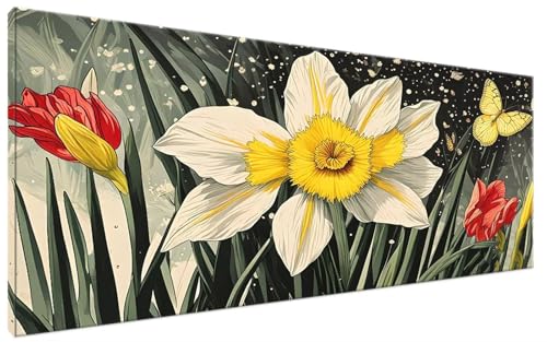 Malen Nach Zahlen Erwachsene Blume Bastelset Erwachsene Frauen Malen Nach Zahlen Groß XXL 30x60cm Handgemalt Ölgemälde Kit für Anfänger, Malen Nach Zahlen Schmetterling Zimmer Deko Wohnzimmer G3-37 von Yagagse