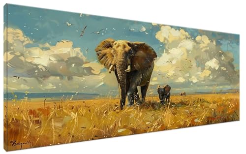 Malen Nach Zahlen Erwachsene Elefant DIY Bastelset Erwachsene Frauen Malen Nach Zahlen Groß XXL 40x70cm Handgemalt Ölgemälde Kit für Anfänger, Malen Nach Zahlen Wolke Deko Wohnzimmer, Geschenk G3-298 von Yagagse