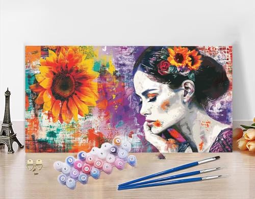 Malen Nach Zahlen Erwachsene Groß 100X220cm, Malen nach Zahlen Frau Paint by Numbers Sonnenblume Malen Nach Zahlen Bastelset Erwachsene, DIY Hobby Kreativ Handgemalt Ölgemalde Geschenke Frauen N5-134 von Yagagse