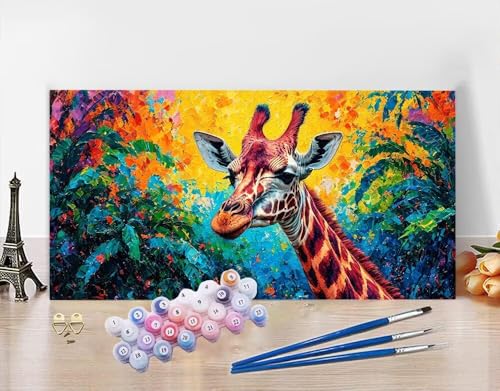 Malen Nach Zahlen Erwachsene Groß 50x100cm, Malen nach Zahlen Tier Paint by Numbers Giraffe Malen Nach Zahlen Bastelset Erwachsene, DIY Hobby Kreativ Handgemalt Ölgemalde Geschenke fur Frauen N5-77 von Yagagse