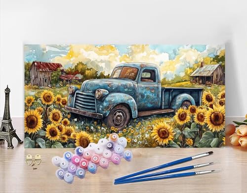 Malen Nach Zahlen Erwachsene Groß 70x140cm, Malen nach Zahlen Auto Paint by Numbers Sonnenblume Malen Nach Zahlen Bastelset Erwachsene, DIY Hobby Kreativ Handgemalt Ölgemalde Geschenke Frauen N5-140 von Yagagse