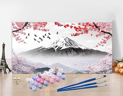 Malen Nach Zahlen Erwachsene Japan DIY Bastelset Erwachsene Frauen Malen nach Zahlen Landschaft mit Pinsein und Acrylfarbe, Paint by Numbers Anfänger Handgemalt Ölgemälde Kit für Deko 100X220cm N5-76 von Yagagse