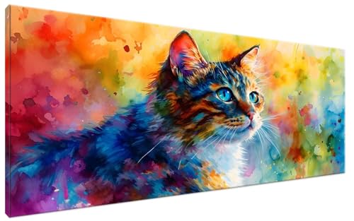 Malen Nach Zahlen Erwachsene Katze DIY Bastelset Erwachsene Frauen Malen Nach Zahlen Groß XXL 40x90cm Handgemalt Ölgemälde Kit für Anfänger, Malen Nach Zahlen Niedlich Deko Wohnzimmer, Geschenk G3-343 von Yagagse