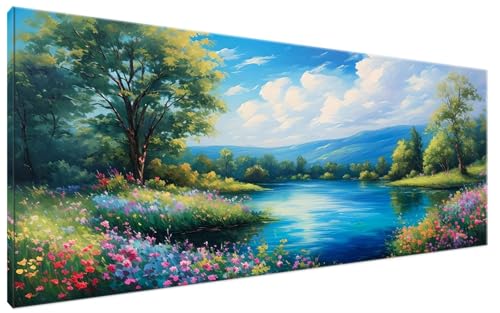 Malen Nach Zahlen Erwachsene Landschaft Bastelset Erwachsene Frauen Malen Nach Zahlen Groß XXL 40x90cm Handgemalt Ölgemälde Kit für Anfänger, Malen Nach Zahlen Wolke Deko Wohnzimmer, Geschenk G3-235 von Yagagse