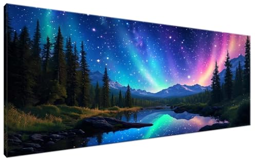 Malen Nach Zahlen Erwachsene Nordlicht Bastelset Erwachsene Frauen Malen Nach Zahlen Groß XXL 100x200cm Handgemalt Ölgemälde Kit für Anfänger, Malen Nach Zahlen Sternenhimmel Deko Wohnzimmer G3-448 von Yagagse