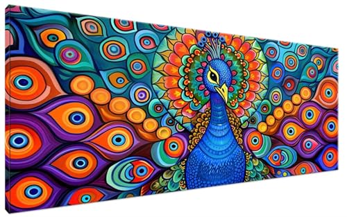 Malen Nach Zahlen Erwachsene Pfau Bastelset Erwachsene Frauen Malen Nach Zahlen Groß XXL 40x90cm Handgemalt Ölgemälde Kit für Anfänger, Malen Nach Zahlen Tier Deko Wohnzimmer Bilder, Geschenk G3-244 von Yagagse