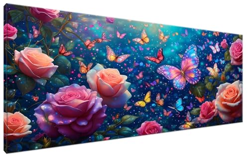 Malen Nach Zahlen Erwachsene Schmetterling DIY Bastelset Erwachsene Frauen Malen Nach Zahlen Groß XXL 100x200cm Handgemalt Ölgemälde Kit für Anfänger, Malen Nach Zahlen Blume Deko Wohnzimmer G3-295 von Yagagse