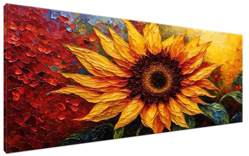 Malen Nach Zahlen Erwachsene Sonnenblume Bastelset Erwachsene Frauen Malen Nach Zahlen Groß XXL 40x90cm Handgemalt Ölgemälde Kit für Anfänger, Malen Nach Zahlen Anlage Zimmer Deko Wohnzimmer G3-445 von Yagagse