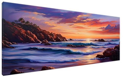 Malen Nach Zahlen Erwachsene Sonnenuntergang Bastelset Erwachsene Frauen Malen Nach Zahlen Groß XXL 40x90cm Handgemalt Ölgemälde Kit für Anfänger, Malen Nach Zahlen Landschaft Deko Wohnzimmer G3-148 von Yagagse