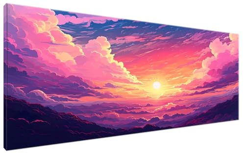 Malen Nach Zahlen Erwachsene Sonnenuntergang DIY Bastelset Erwachsene Frauen Malen Nach Zahlen Groß XXL 100x200cm Handgemalt Ölgemälde Kit für Anfänger, Malen Nach Zahlen Wolke Deko Wohnzimmer G3-247 von Yagagse